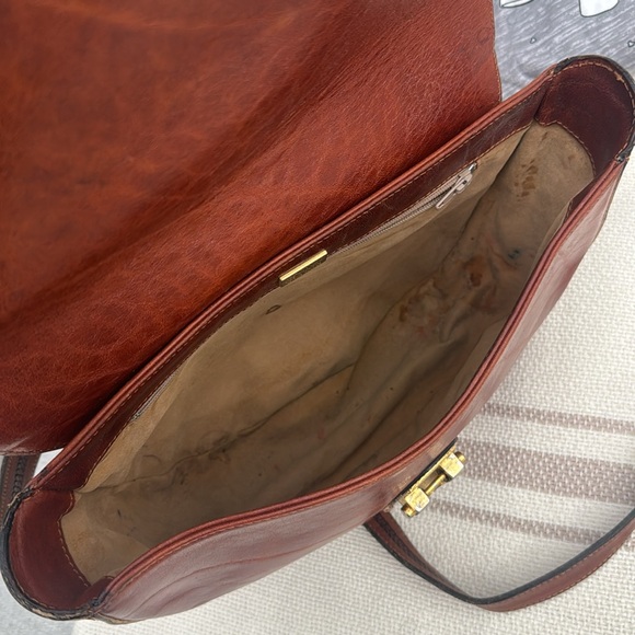 Vintage Oroton Brown Genuine Leather Crossbody Bag Handbag Australian Rare - Picture 6 of 11